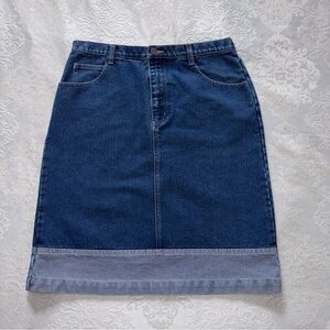 Paul Harris Design Denim Two Tone Colorblock Midi Skirt Size 10